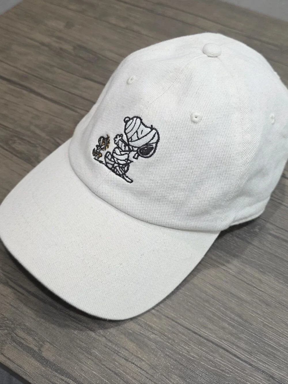 American Eagle x Peanuts Snoopy Skeleton Embroidered Baseball Cap Cream Hat